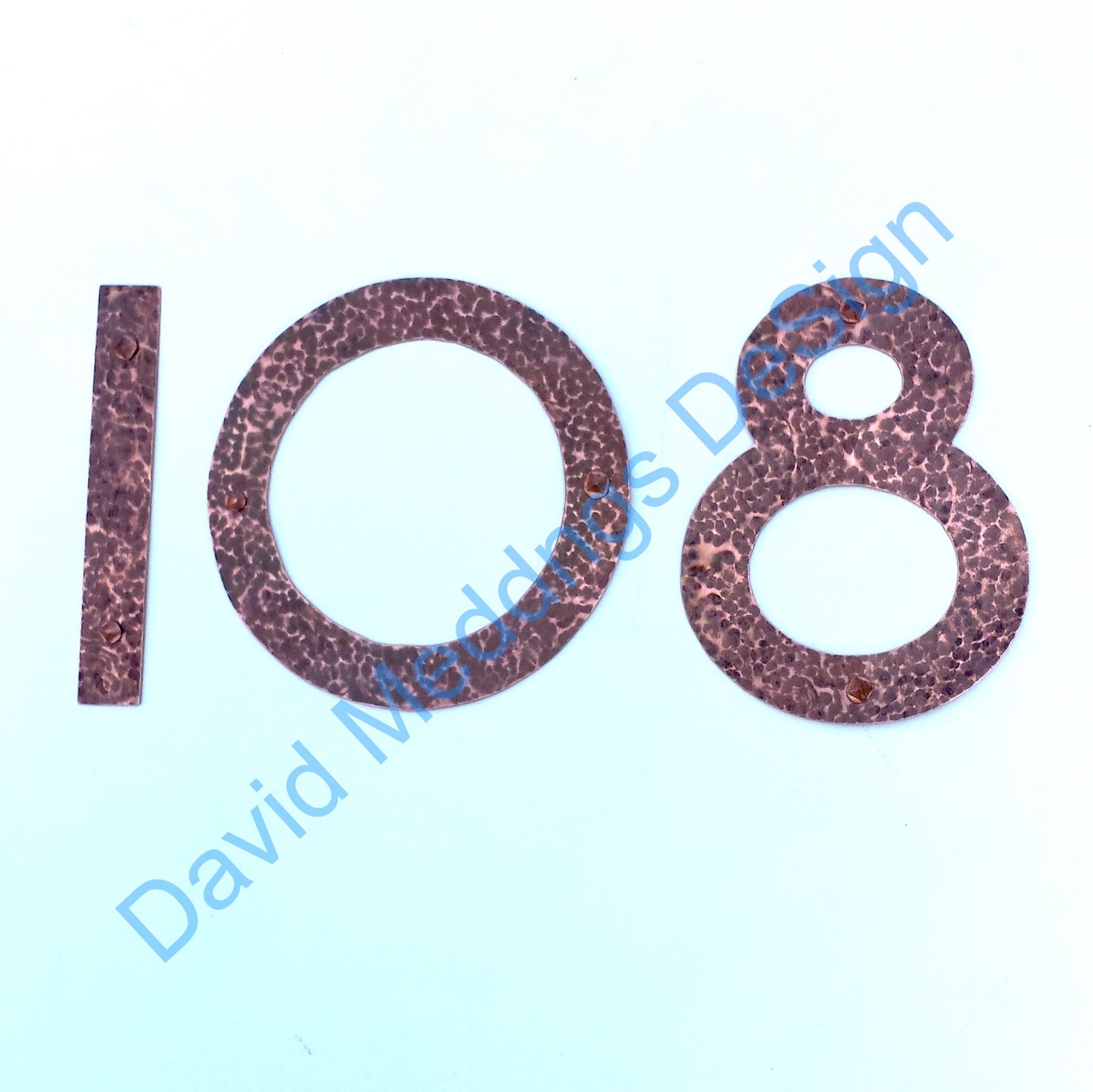 Arts and Crafts P22 style Copper numbers hammered, polished, brushed or green 3"/75mm high