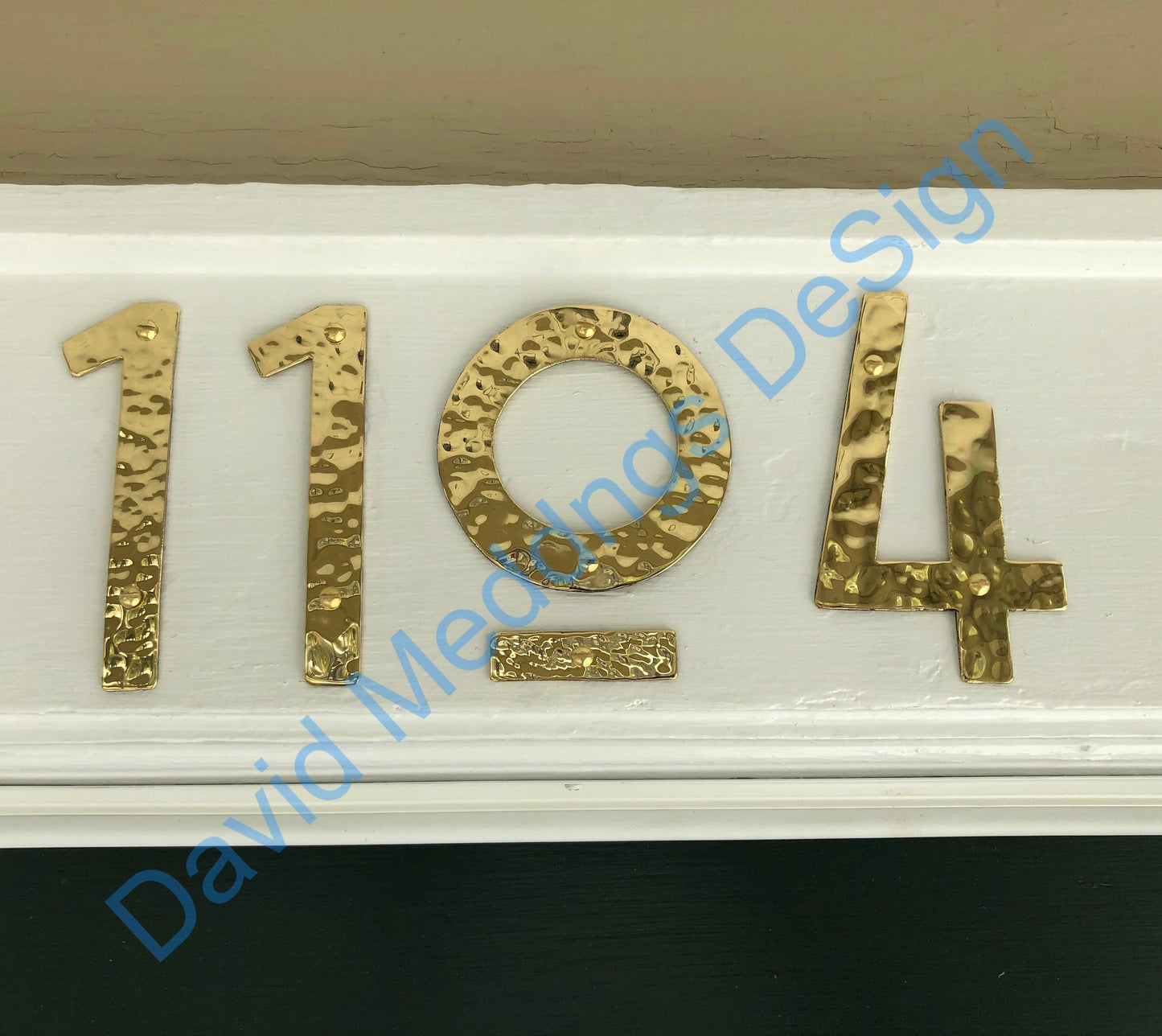 brass arts and crafts house number hammered