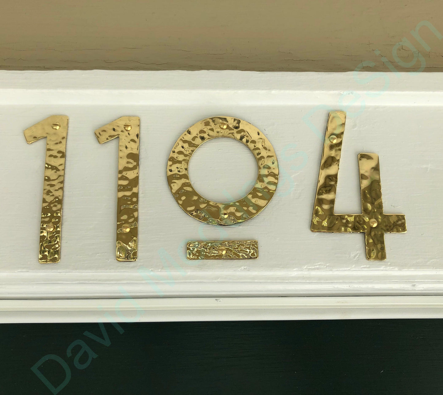 Brass Mission Mackintosh style numbers hammered, polished or brushed 3"/75mm high am