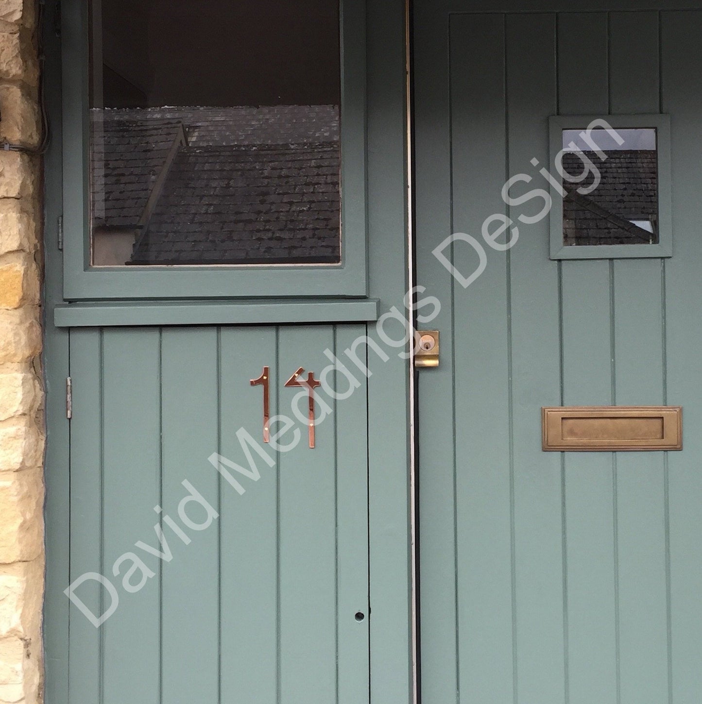 Art Nouveau style Copper numbers letters polished, hammered, brushed or green/patinated 6"/150mm high Rivanna font