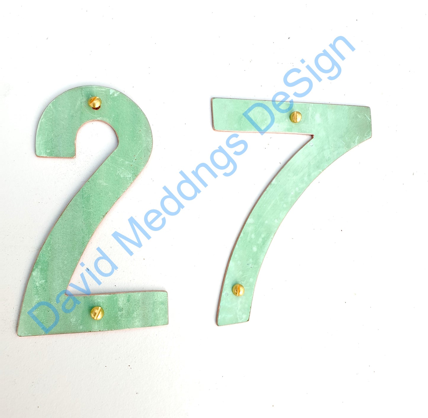 Arts and Crafts P22 style Copper numbers hammered, polished, brushed or green 3"/75mm high