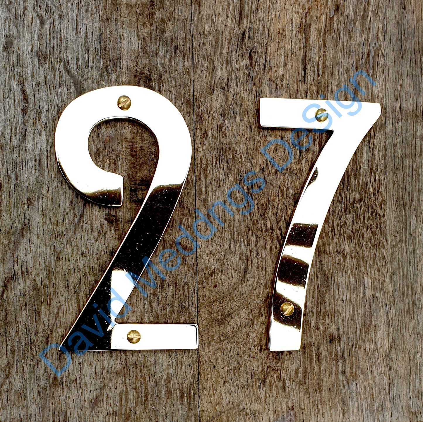 brass arts and crafts house number polished