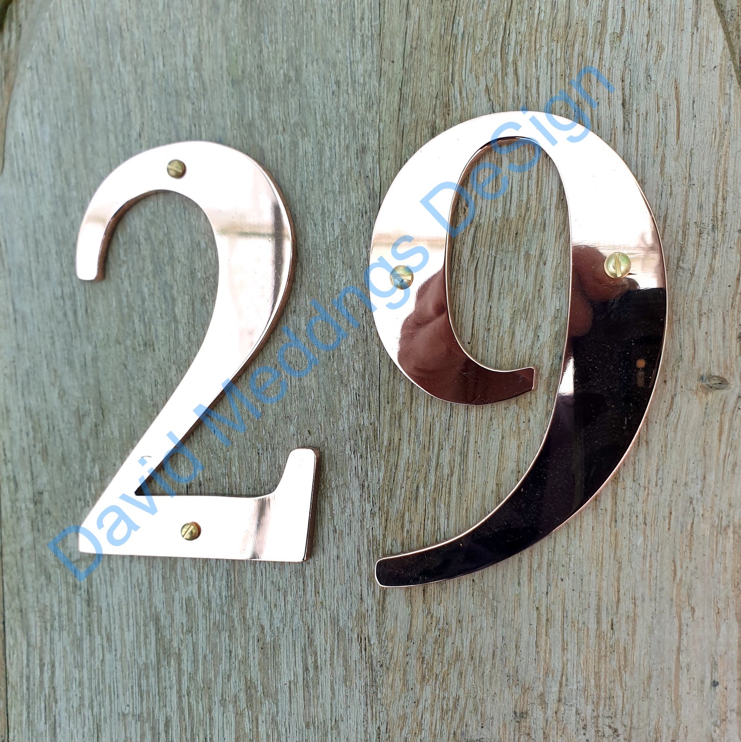 Serif style Copper numbers hammered, polished, brushed or green, 6"/150mm high Garamond font m