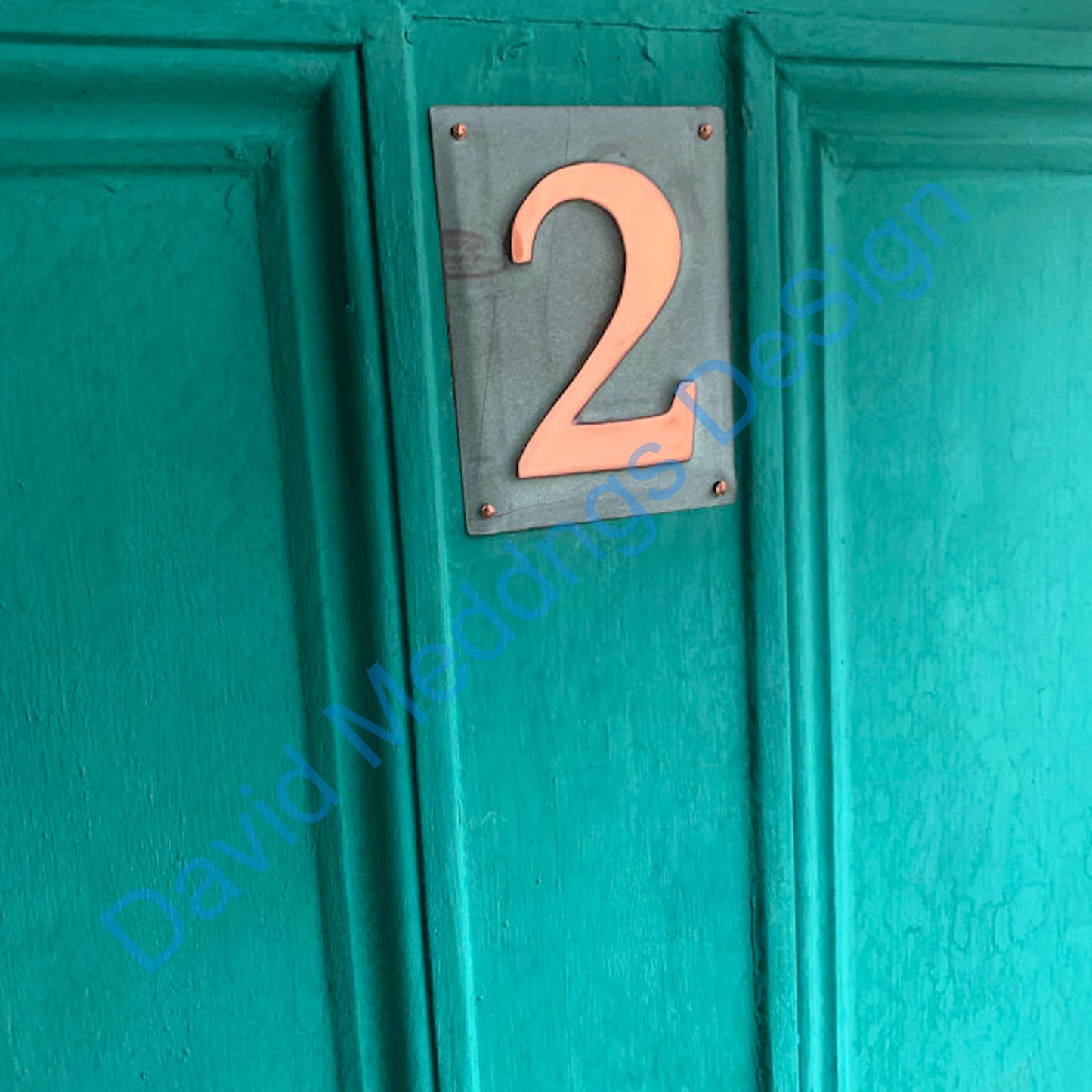 2 copper green plaque traditional door