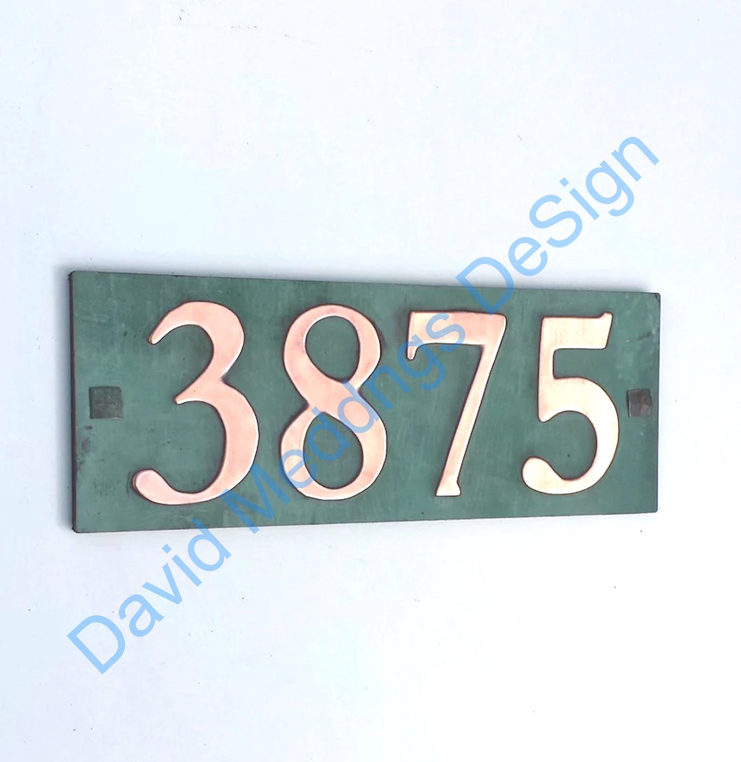 Traditional green copper plaque
