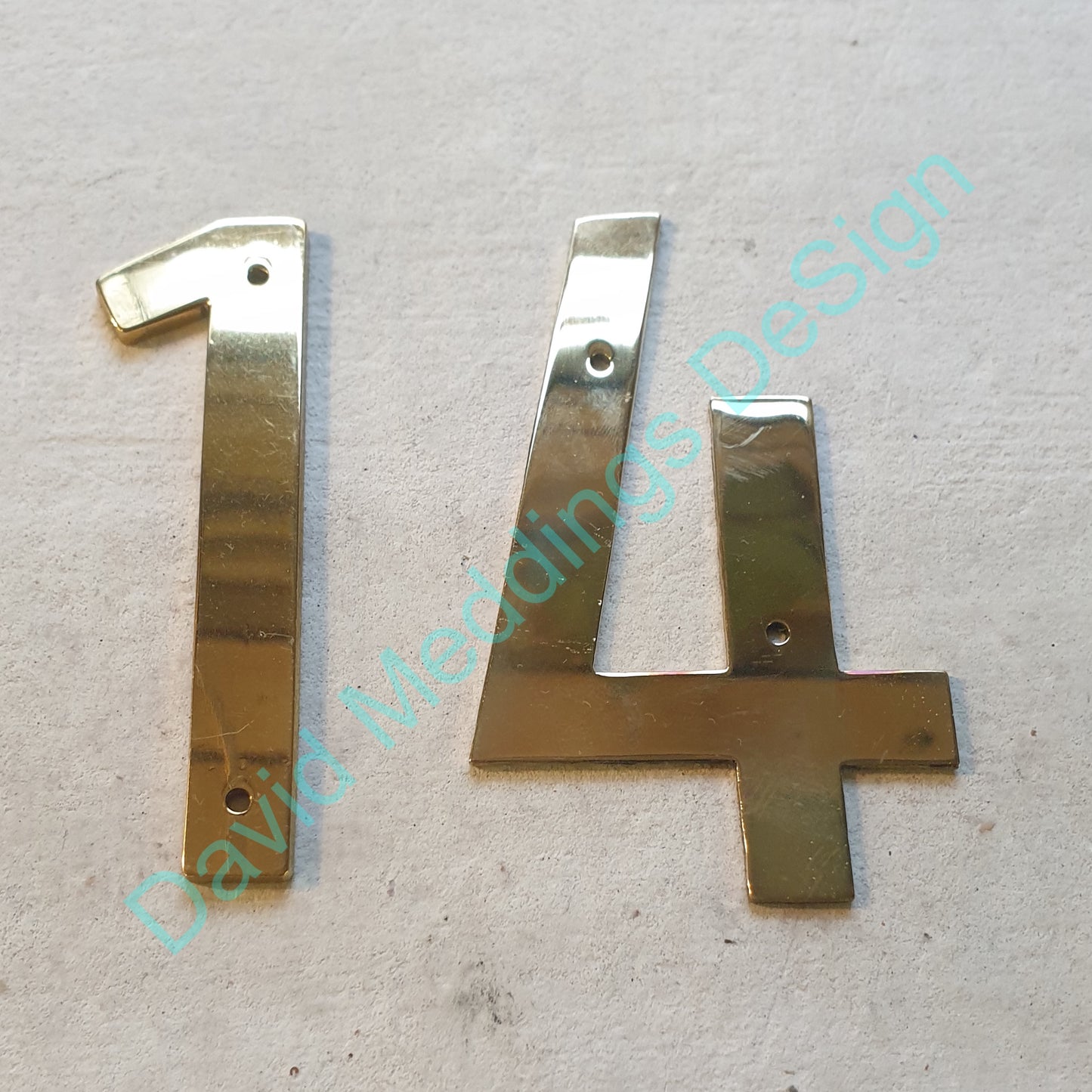 Mission Mackintosh style brass numbers characters hammered, polished or brushed 4"/100mm high am