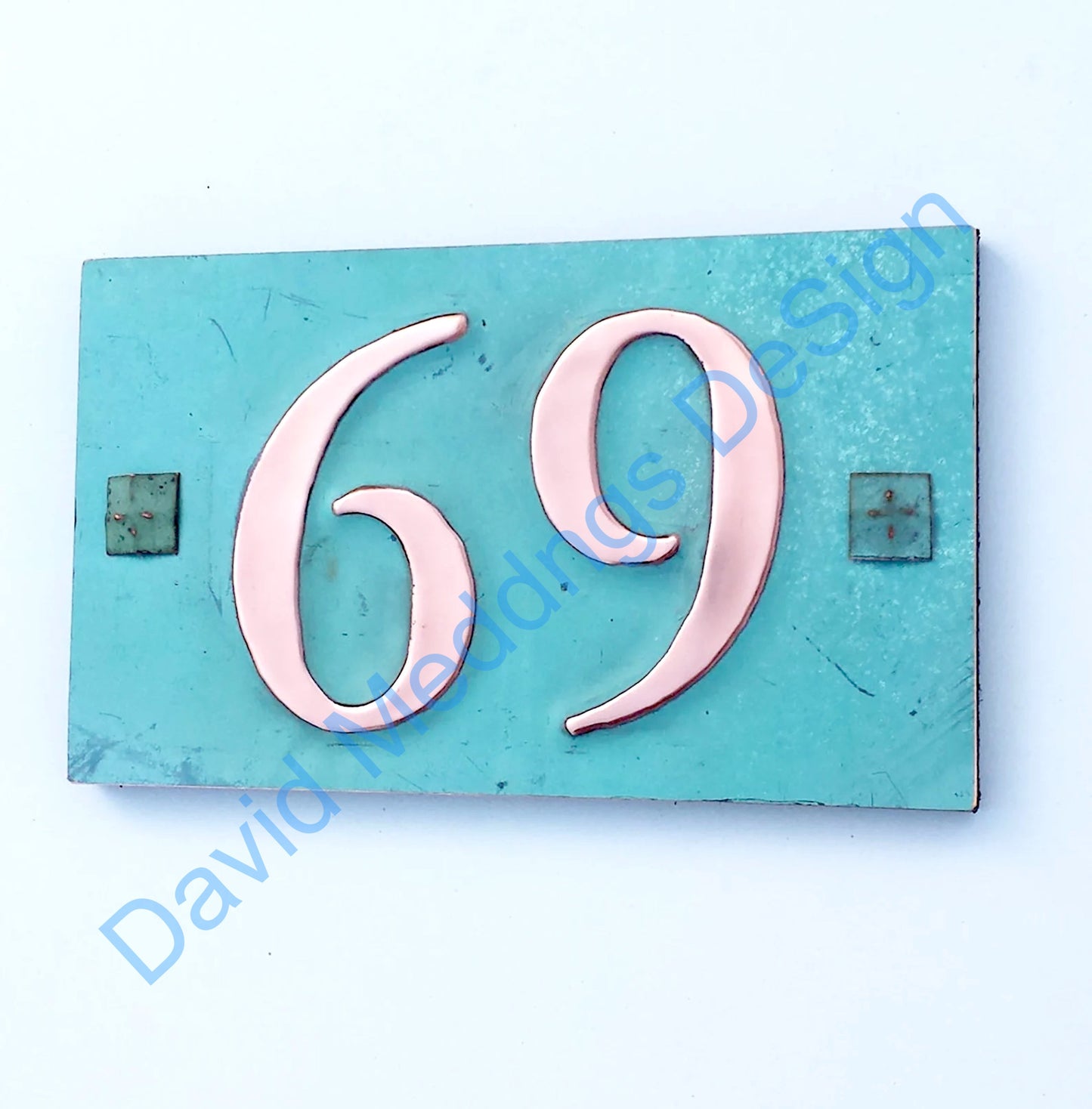Traditional green copper plaque
