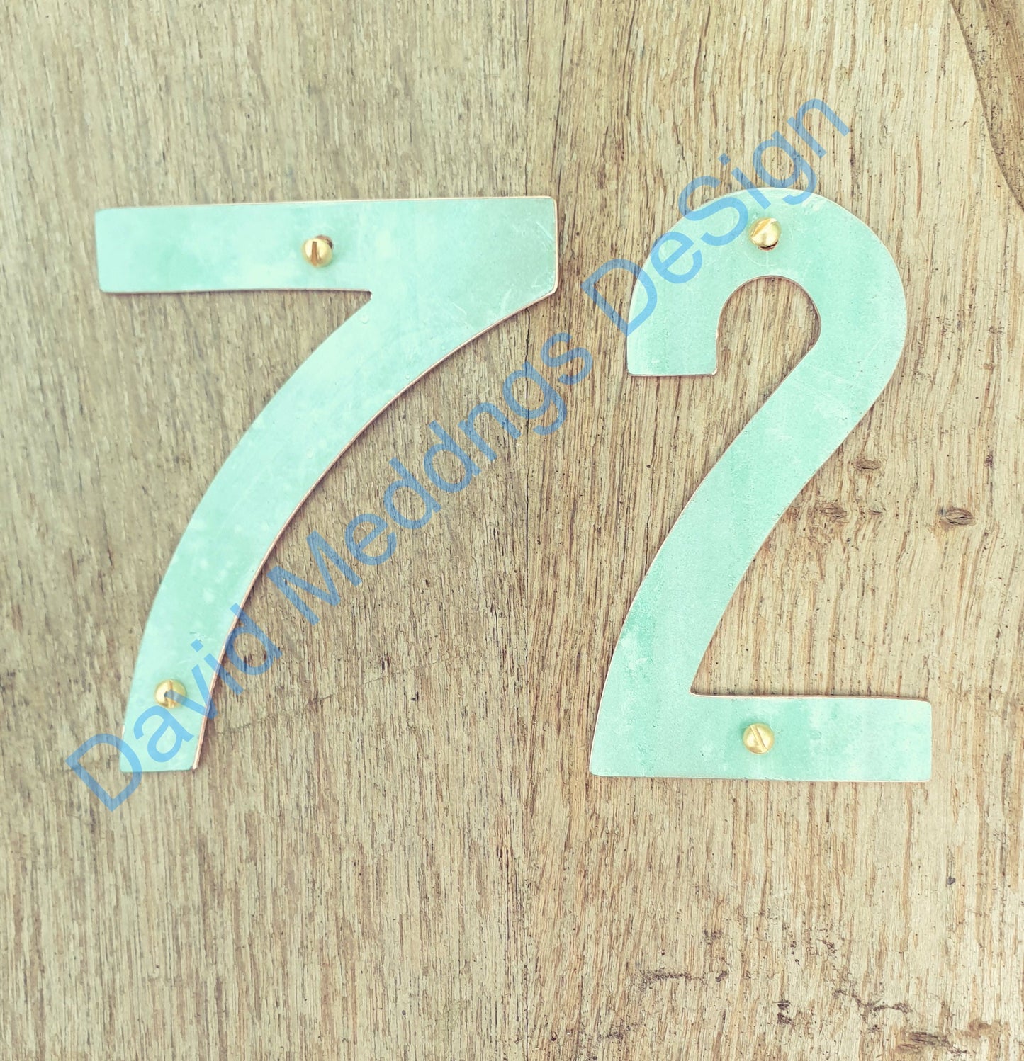 Arts and Crafts P22 style Copper numbers hammered, polished, brushed or green 3"/75mm high