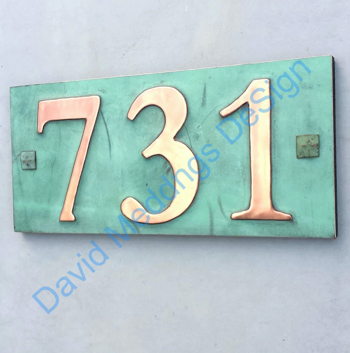 Traditional green copper plaque