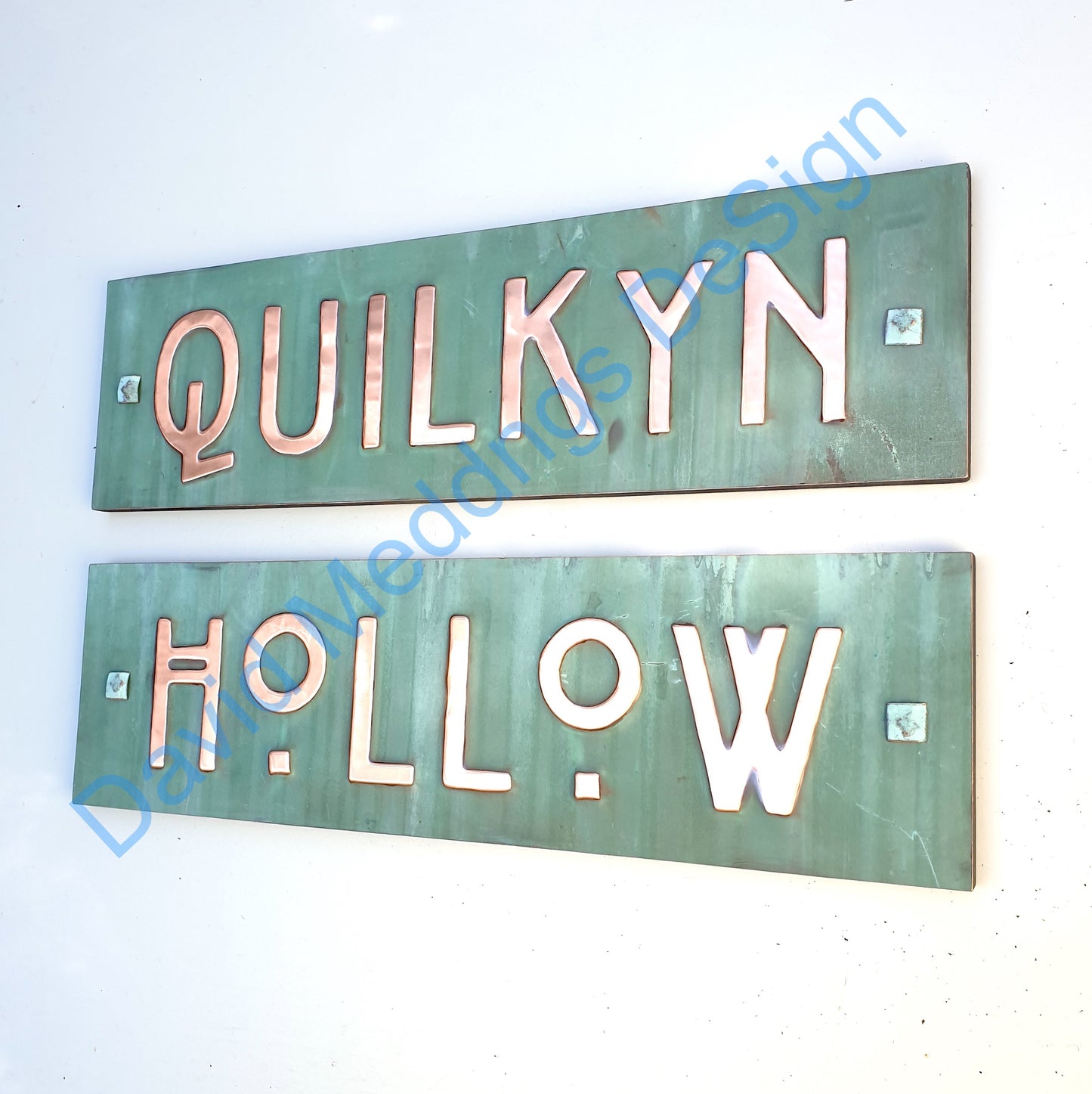 Mackintosh patinated copper plaque with plywood back