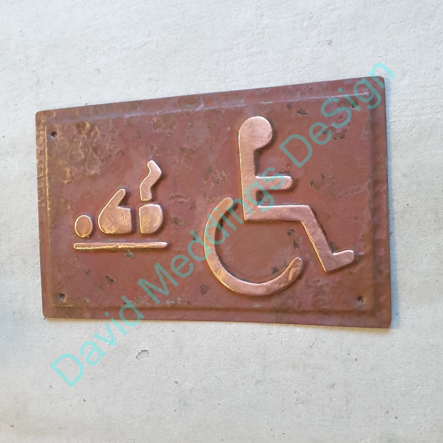 Copper Baby changing and Wheelchair user disabled toilet lavatory sign 4.2"/105mm square