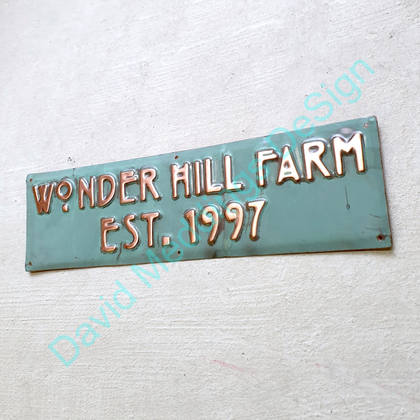 Arts and Crafts Copper house address Plaque 1"/25mm high letters in Mission Mackintosh font aw