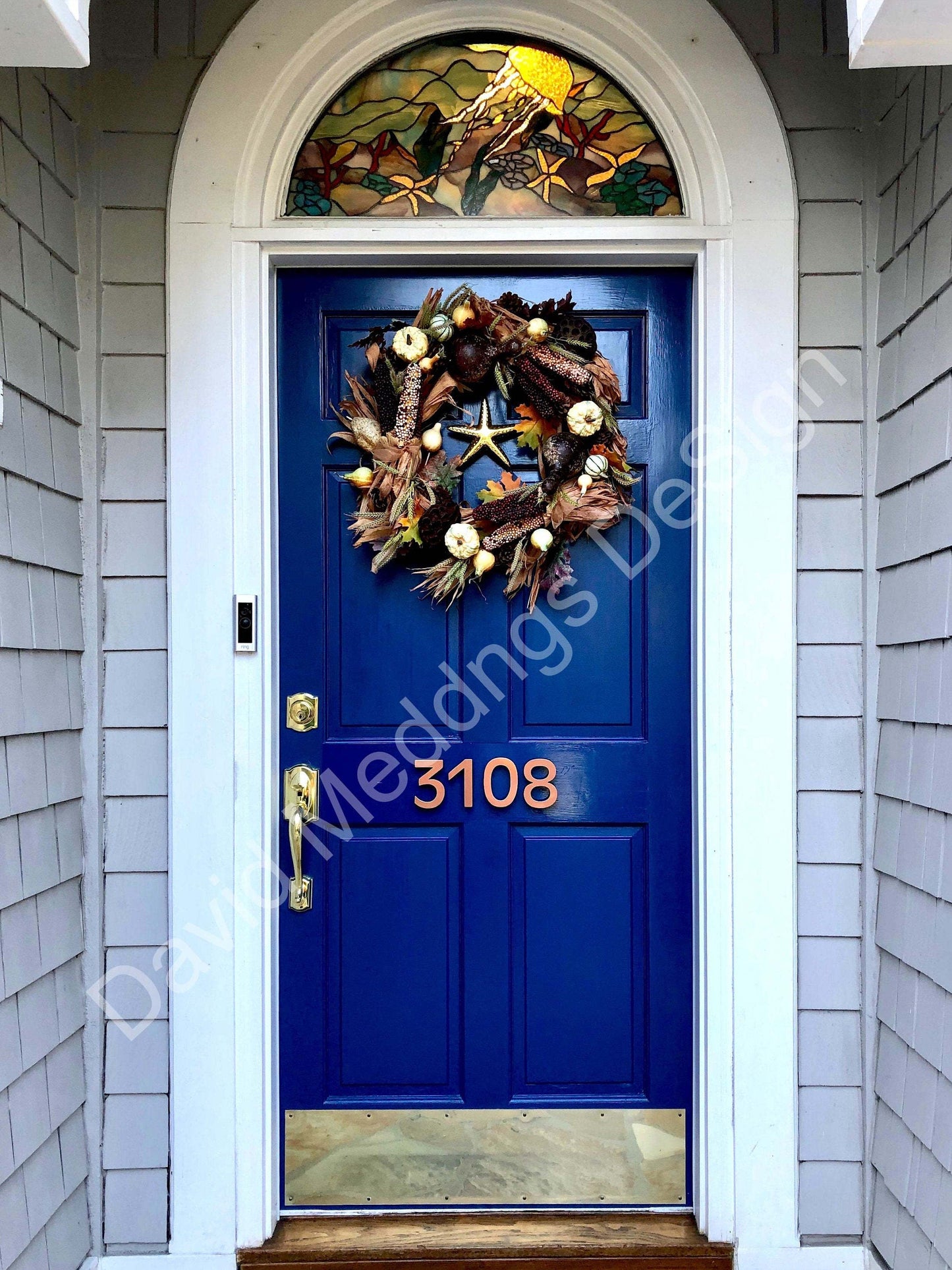 modern floating numbers polished copper
