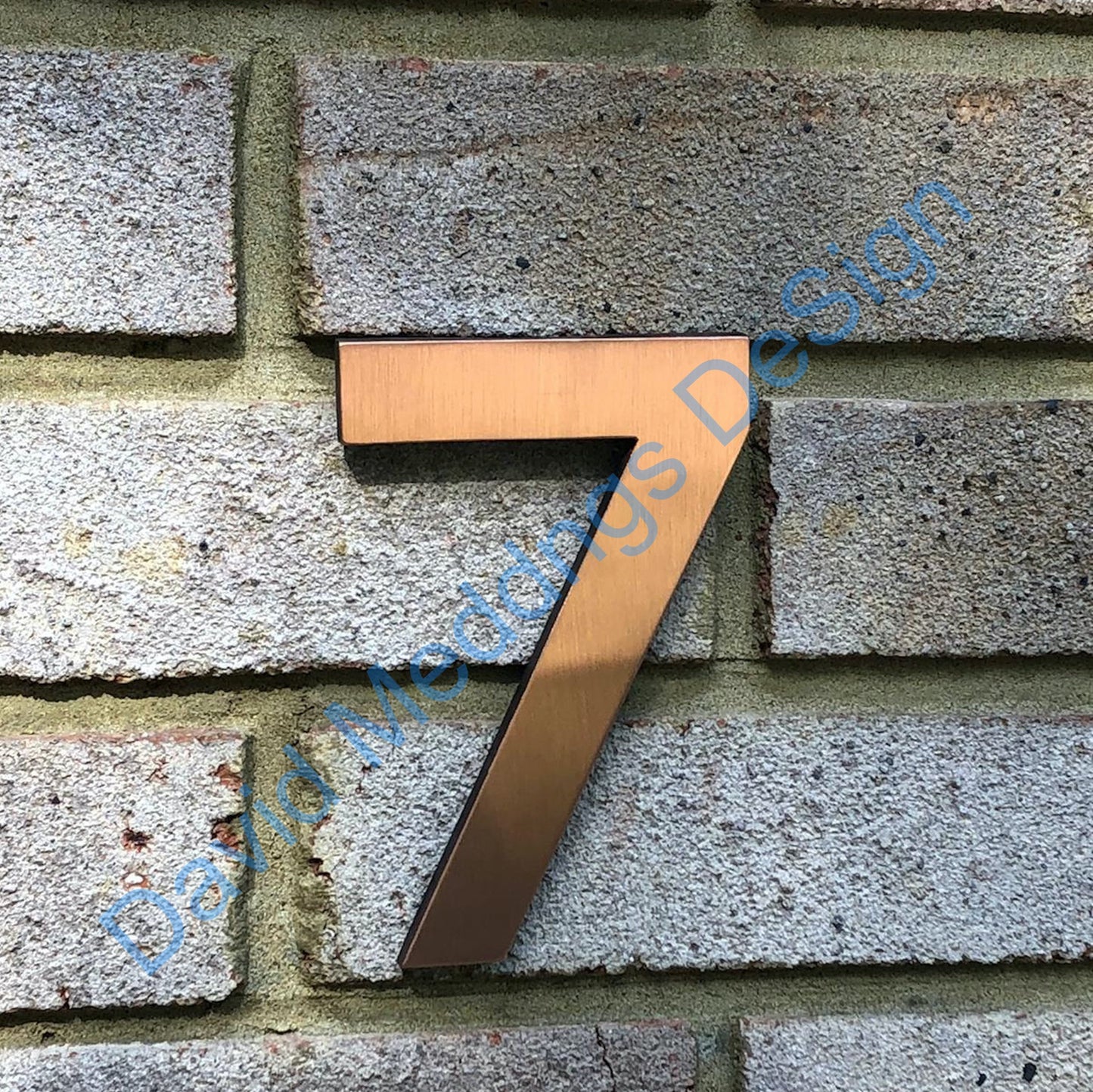 3D Modern Copper House numbers floating in polished, brushed, hammered or patinated finish Antigoni, 4"/100mm high
