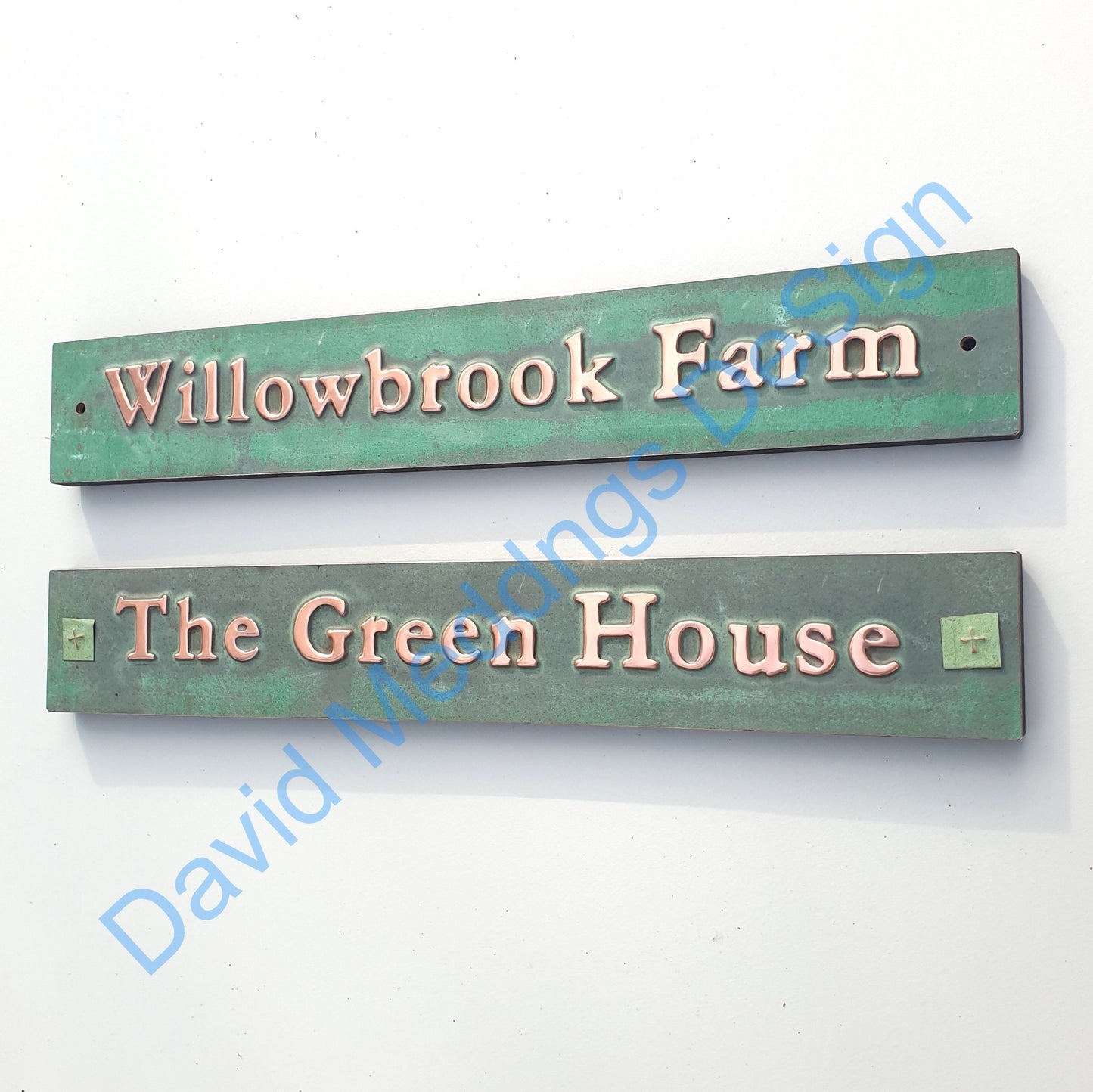 green copper plaque in traditional style