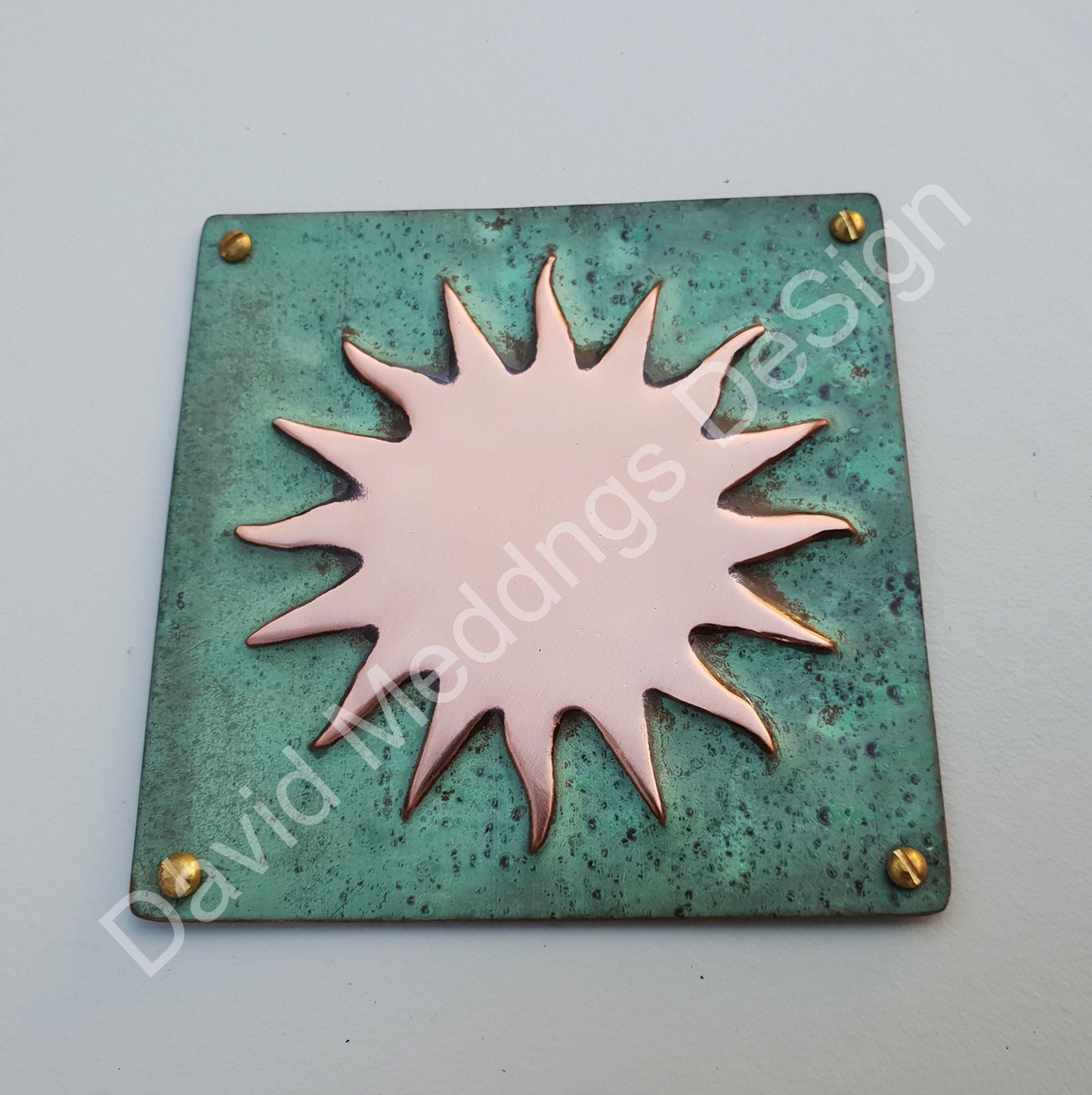Sun star craft embellishment solar astronomy copper plaque in copper 3.25"/82mm square am
