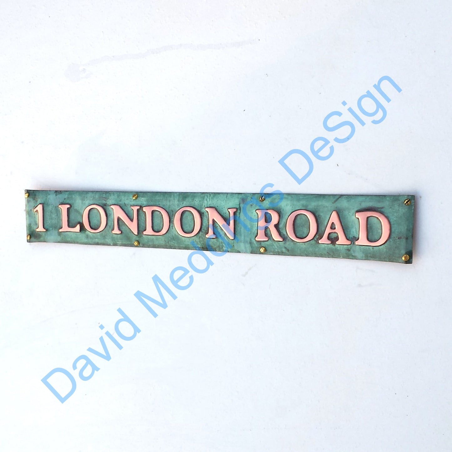 Private notice sign Plaque in traditional letters in hammered or patinated copper sheet with fixings