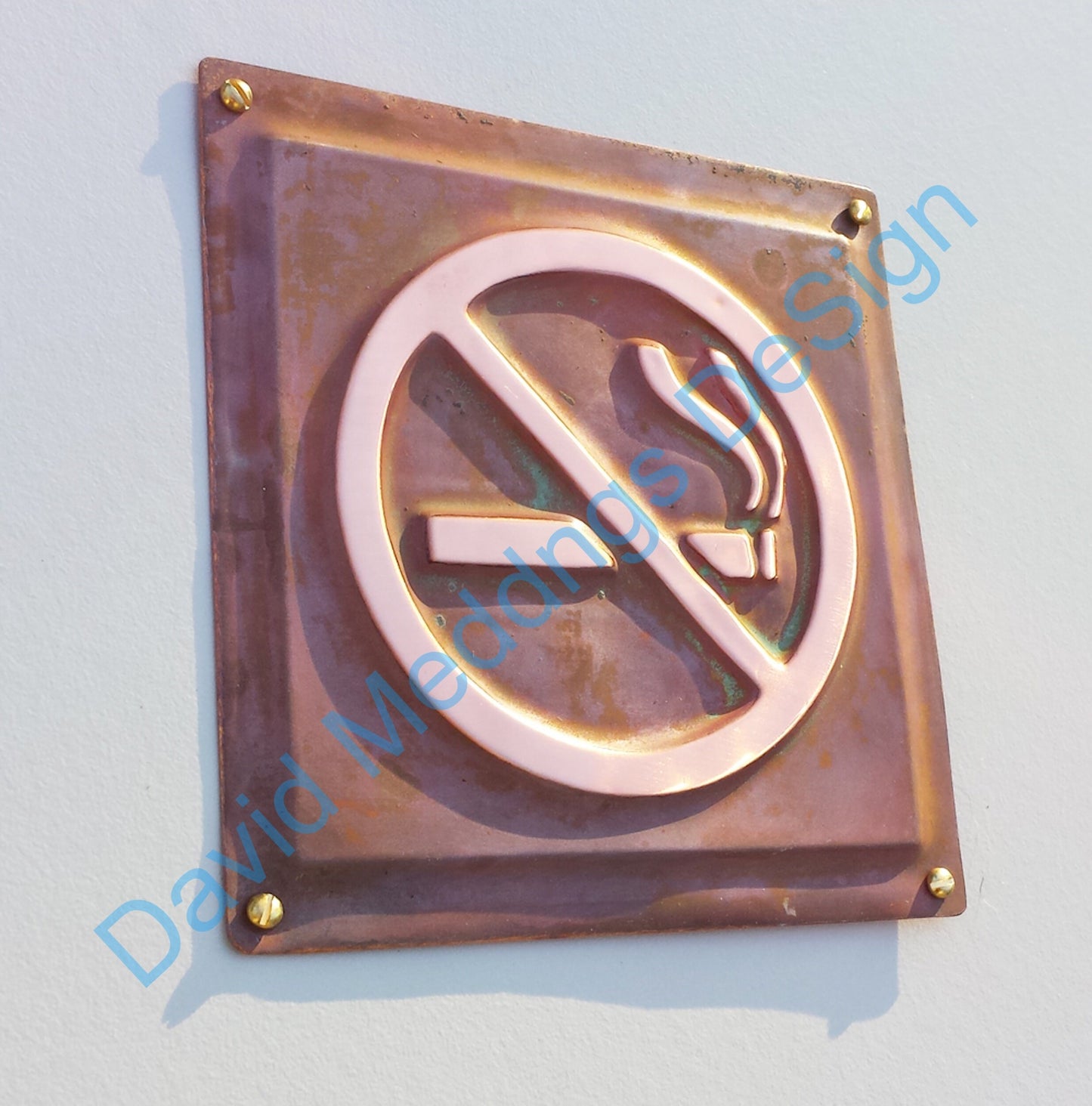 Private notice sign Plaque in traditional letters in hammered or patinated copper sheet with fixings