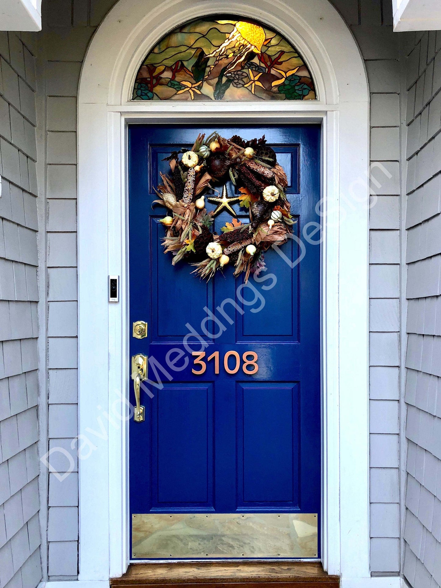 3D Modern Copper House numbers floating in polished, brushed, hammered or patinated finish Antigoni, 4"/100mm high