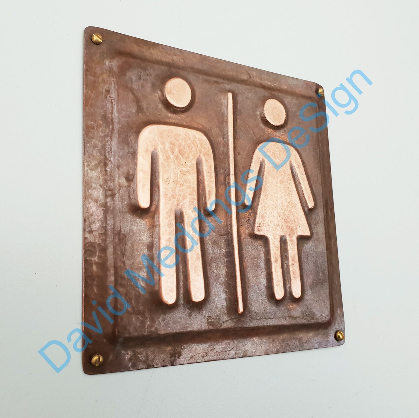 Beware of the Dog sign plaque in hammered or patinated copper - 1" high Garamond font