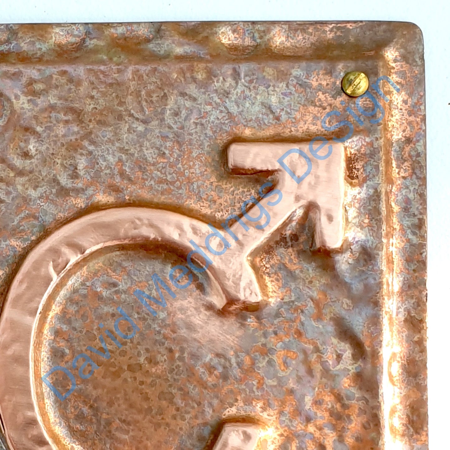 WC Male symbol Copper door plaque toilet lavatory sign in 2"/50mm high letters m