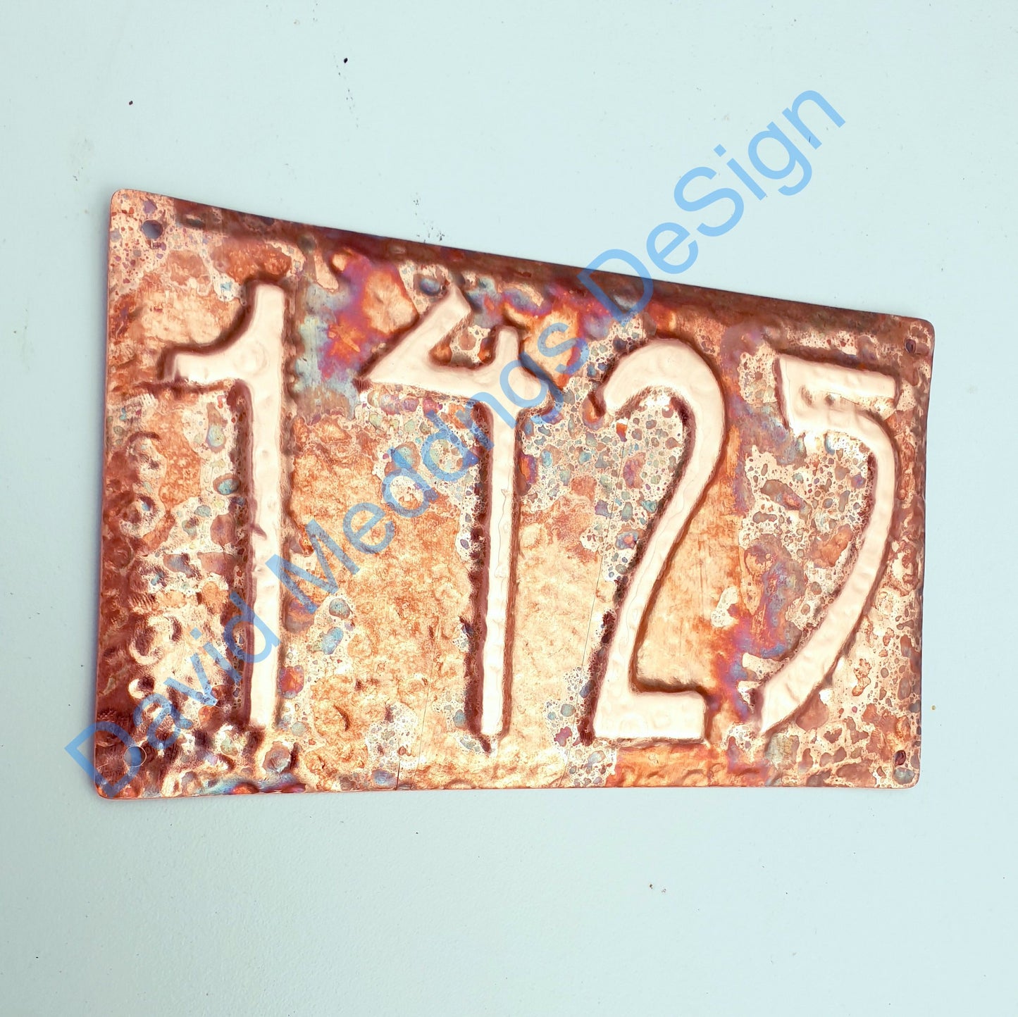 Art nouveau hammered copper plaque 