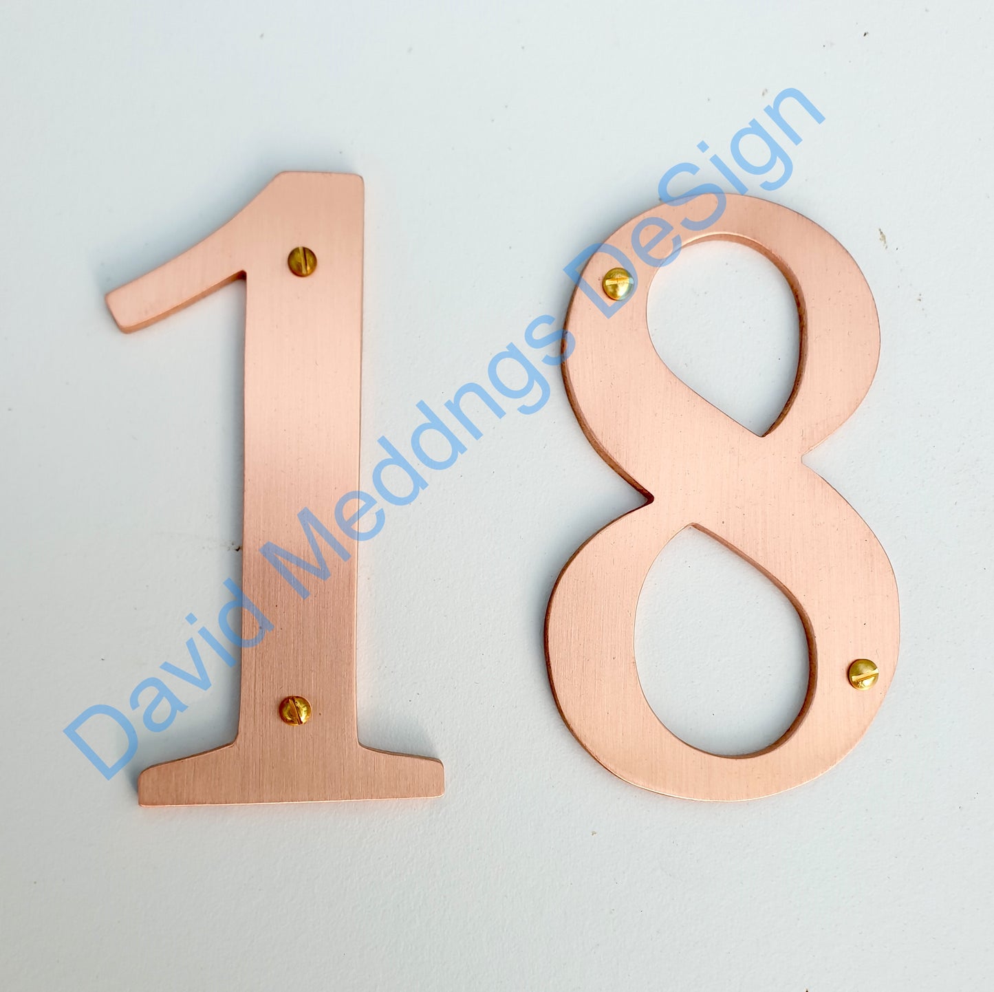 Serif font Copper numbers in hammered, polished, brushed or green, 4"/100mm high Garamond S