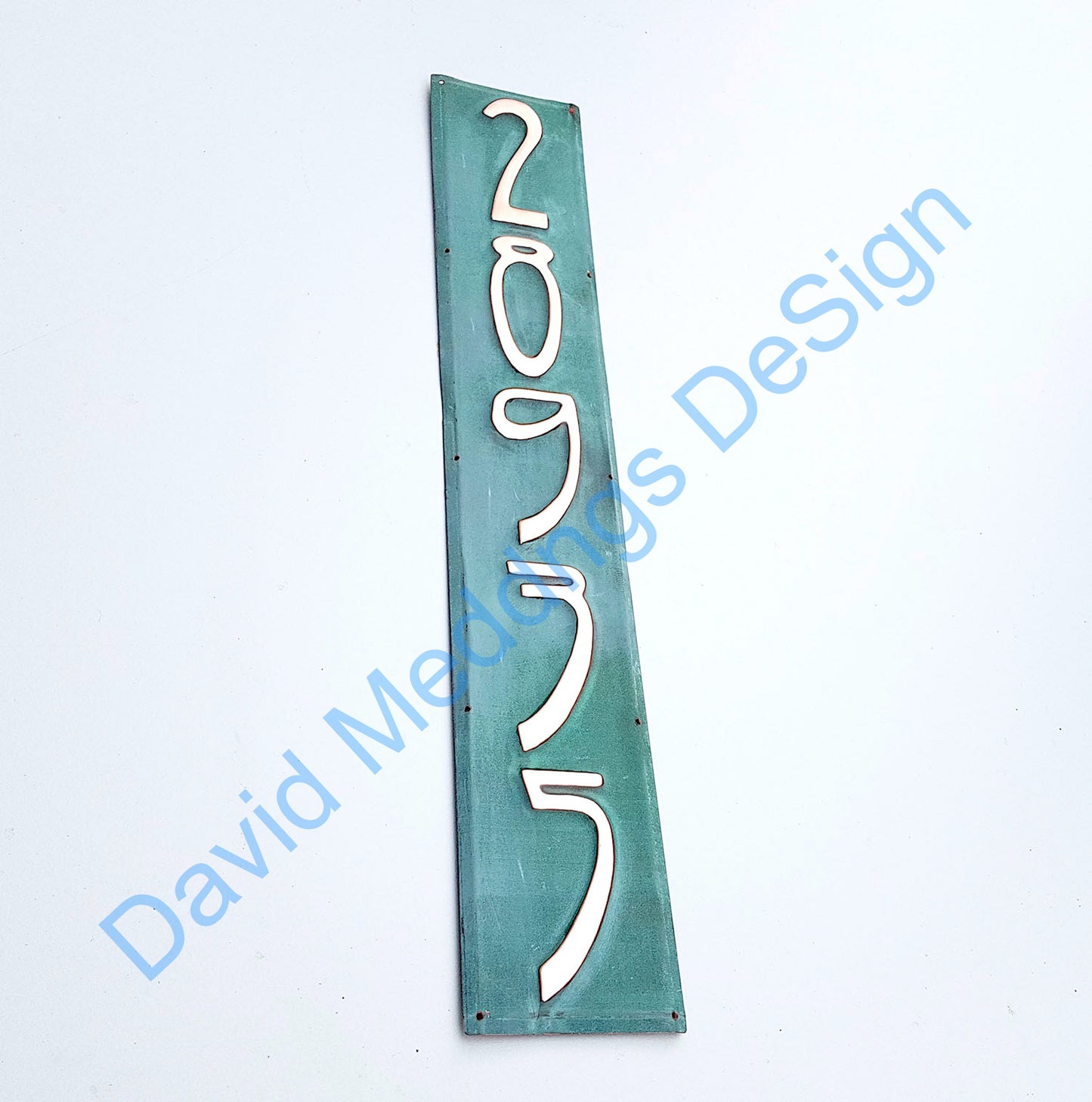 Art Nouveau Copper House plaque in hammered or patinated finish 4"/100mm high numbers a