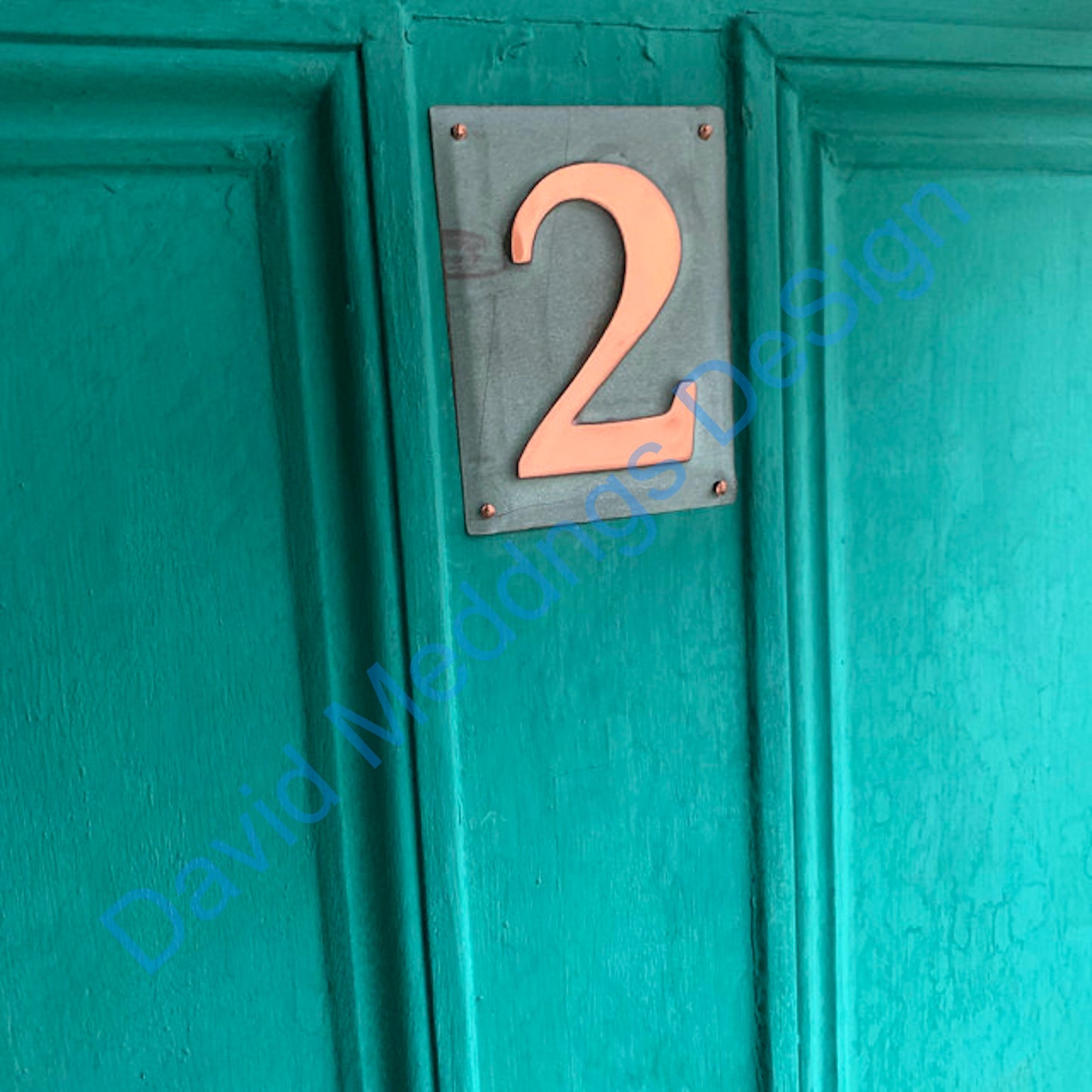 2 copper green plaque traditional  door