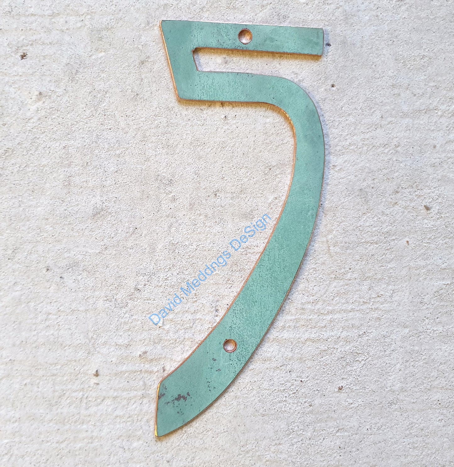 Art Nouveau style Copper numbers hammered, polished, brushed or green, 3"/75mm high Rivanna font tS