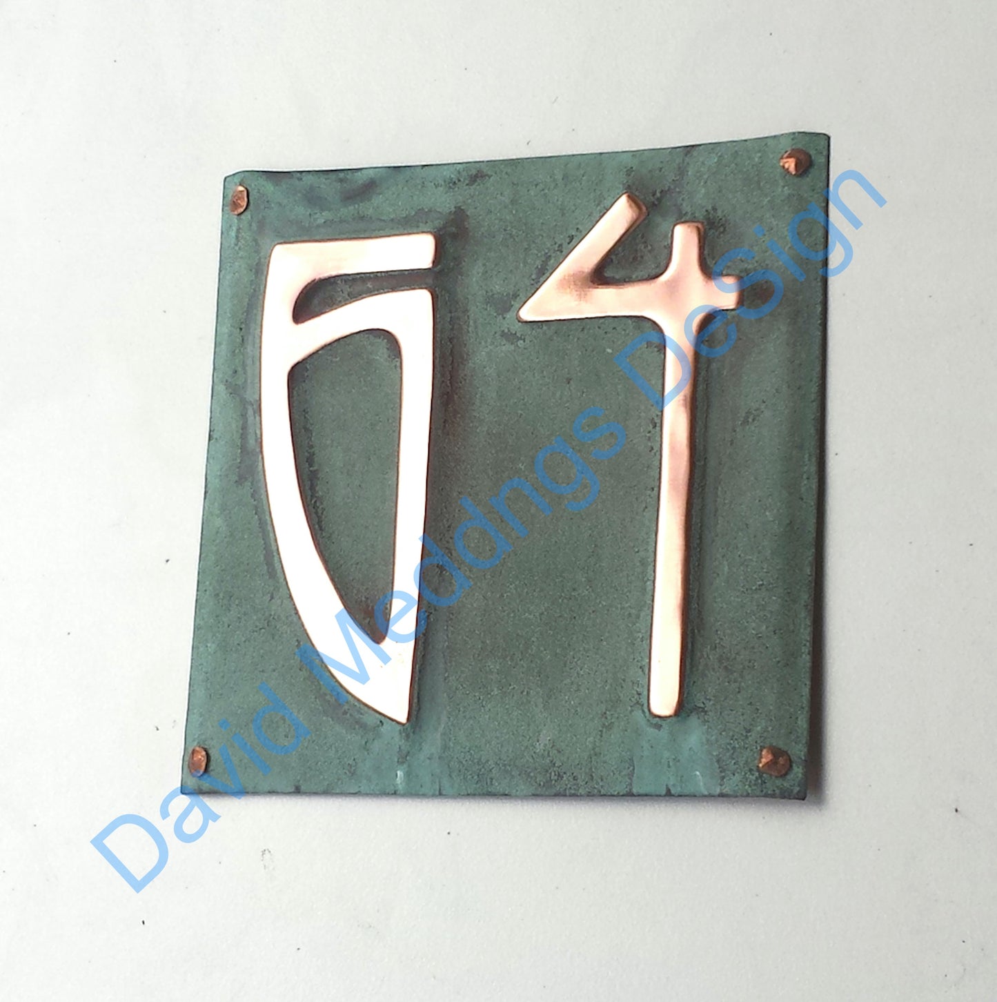 Art nouveau patinated copper plaque