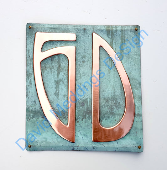 Art nouveau patinated copper plaque