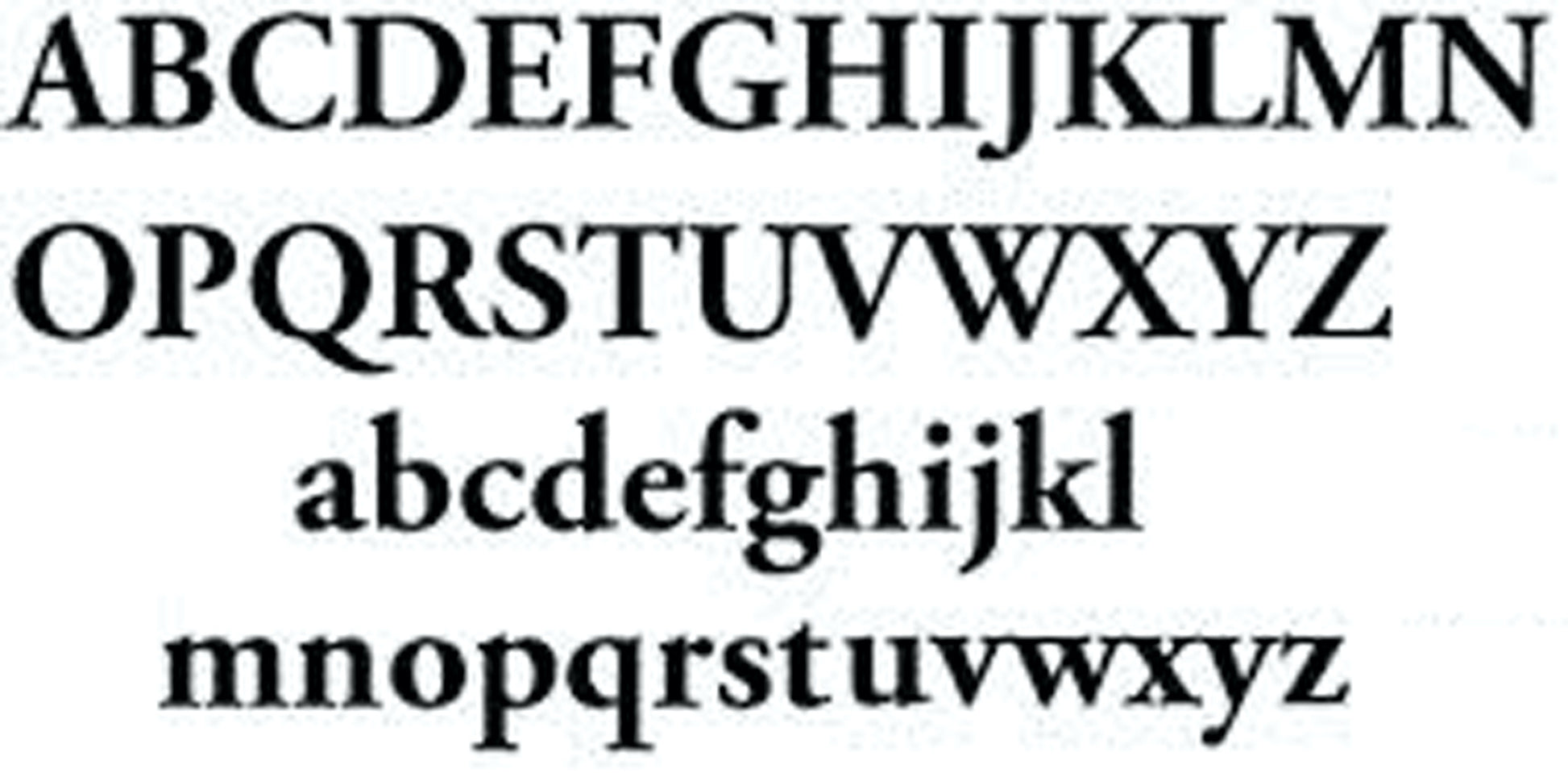 Garamond font set letters