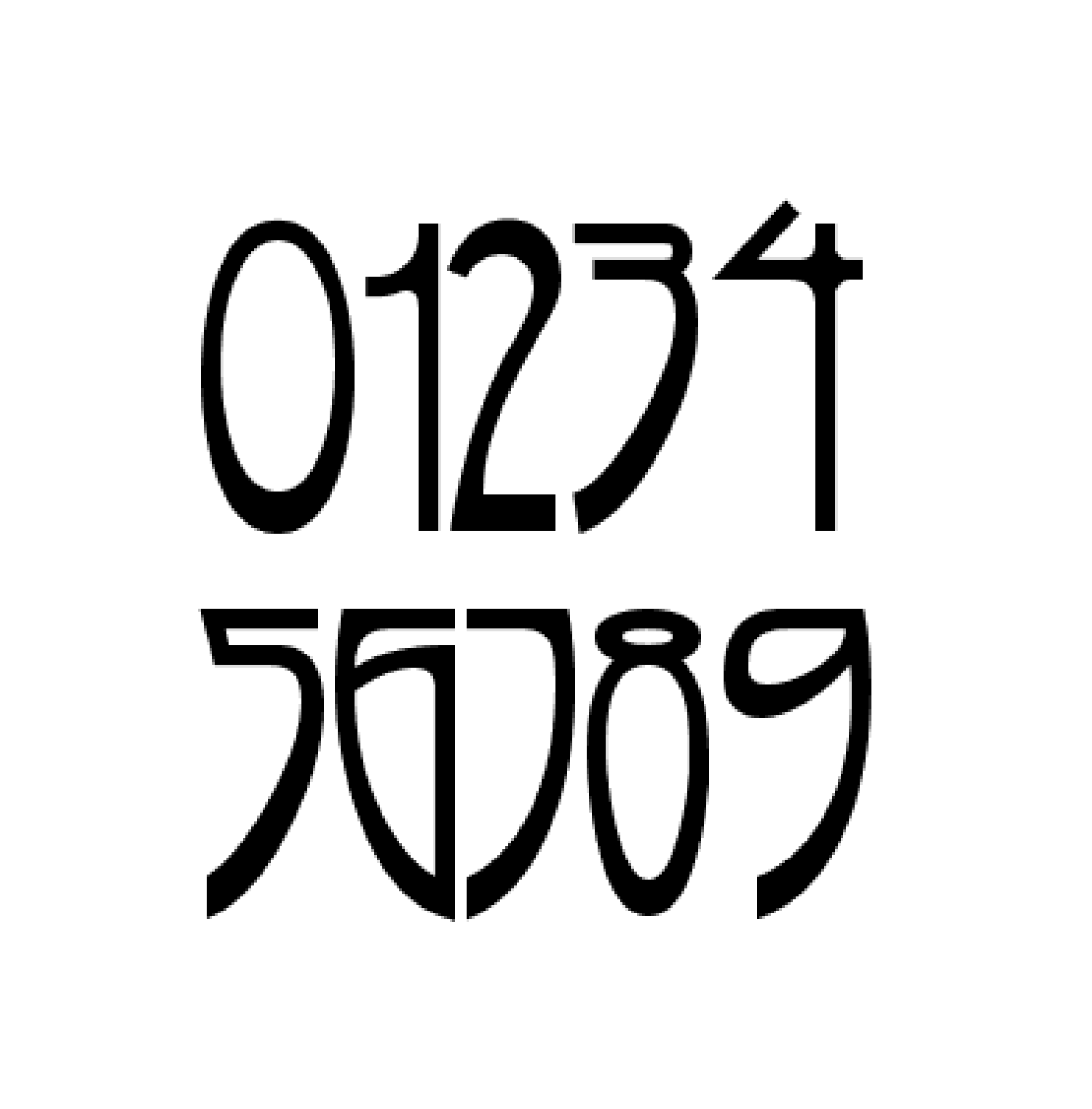 Rivanna font numbers set