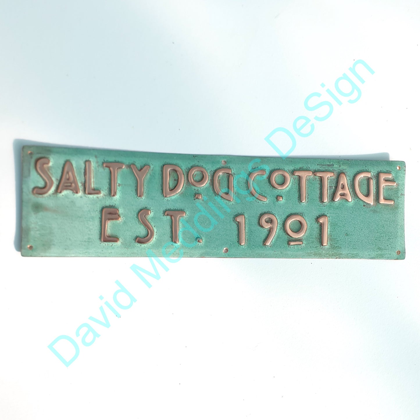 Arts and Crafts Copper house address Plaque 1"/25mm high letters in Mission Mackintosh font  a