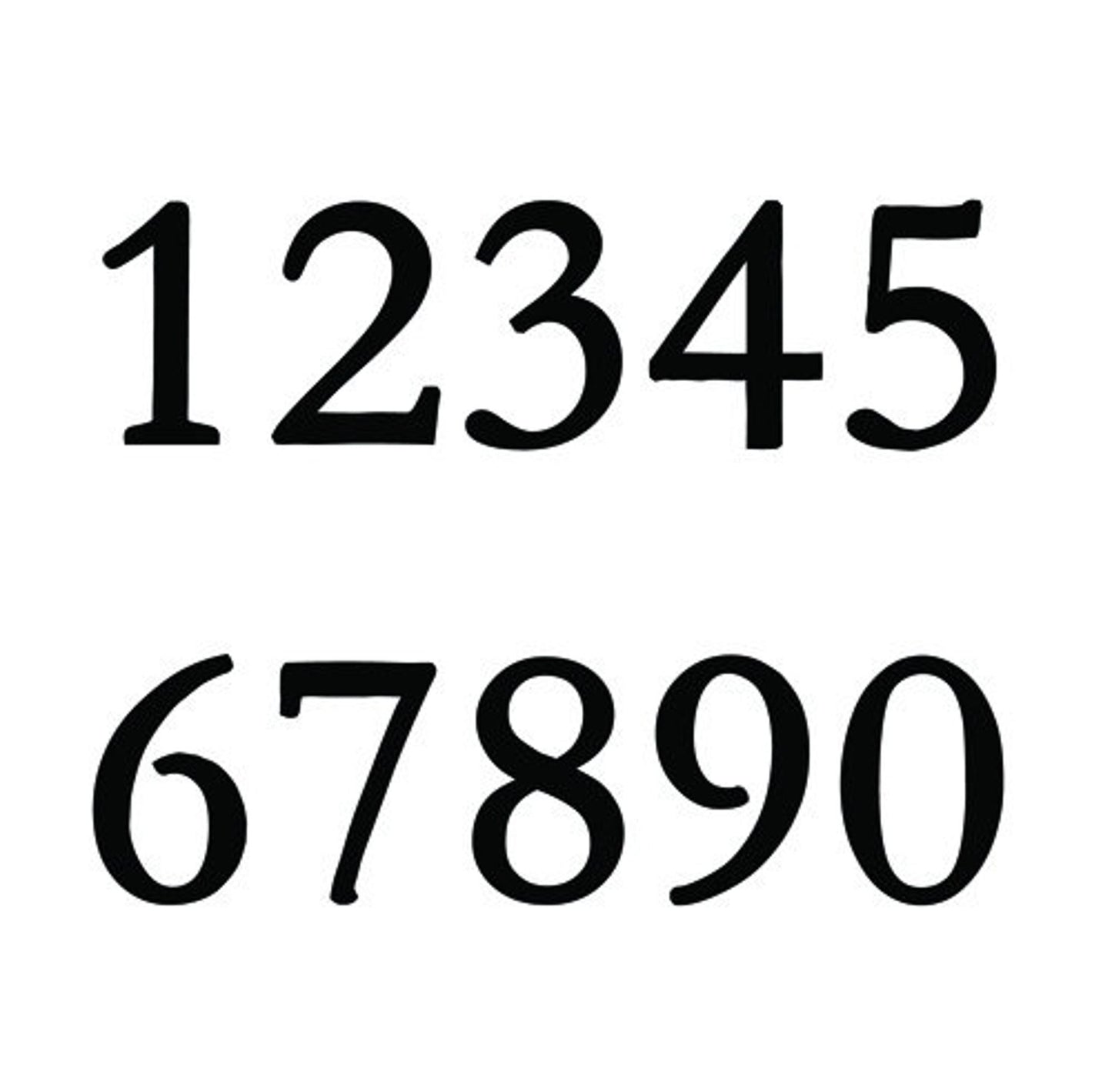 Serif font Copper numbers in hammered, polished, brushed or green, 4"/100mm high Garamond S