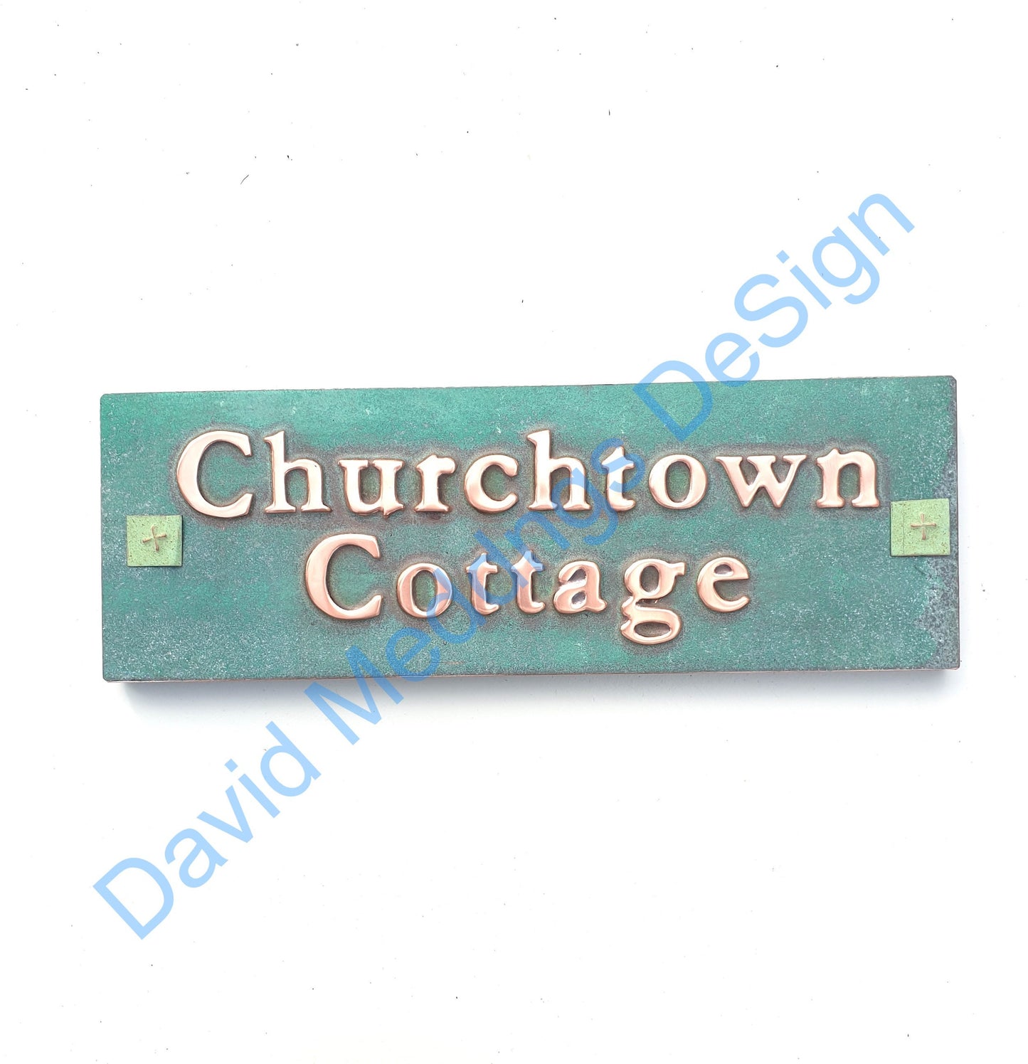 green copper plaque in traditional style 
