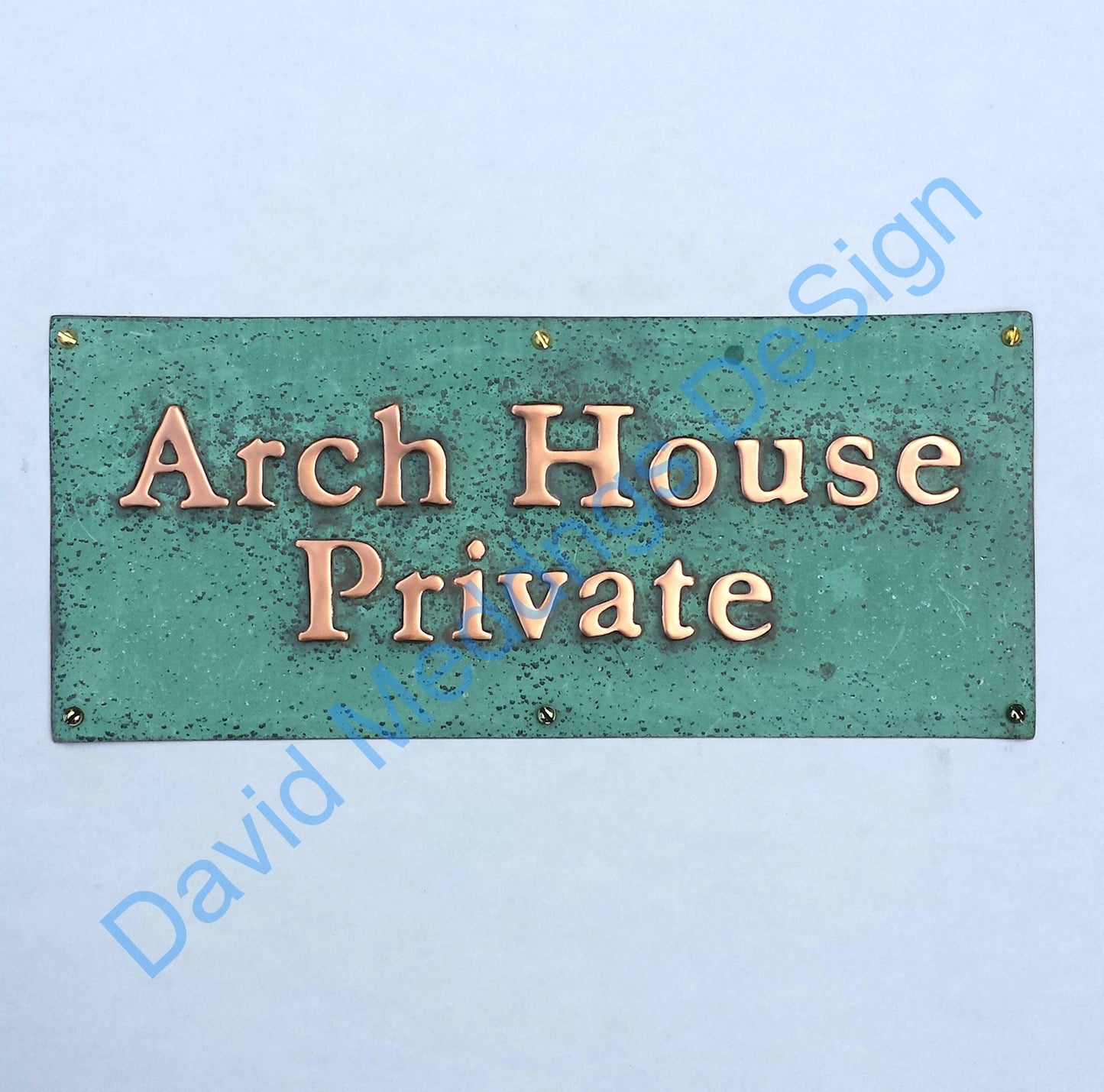 Traditional style Copper house address Plaque 1"/25mm high letters in Garamond a