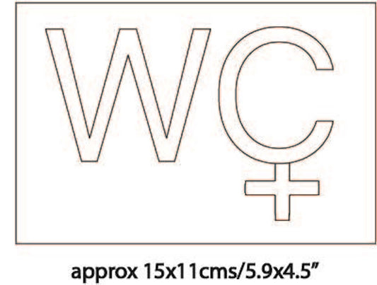 WC Female symbol Copper door plaque toilet lavatory sign in 2"/50mm high letters tx