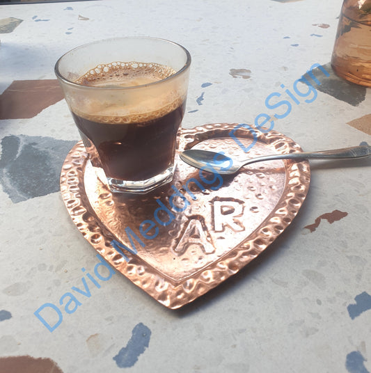 Heart copper coffee tray serving tray  - lovin' personalisation option tx