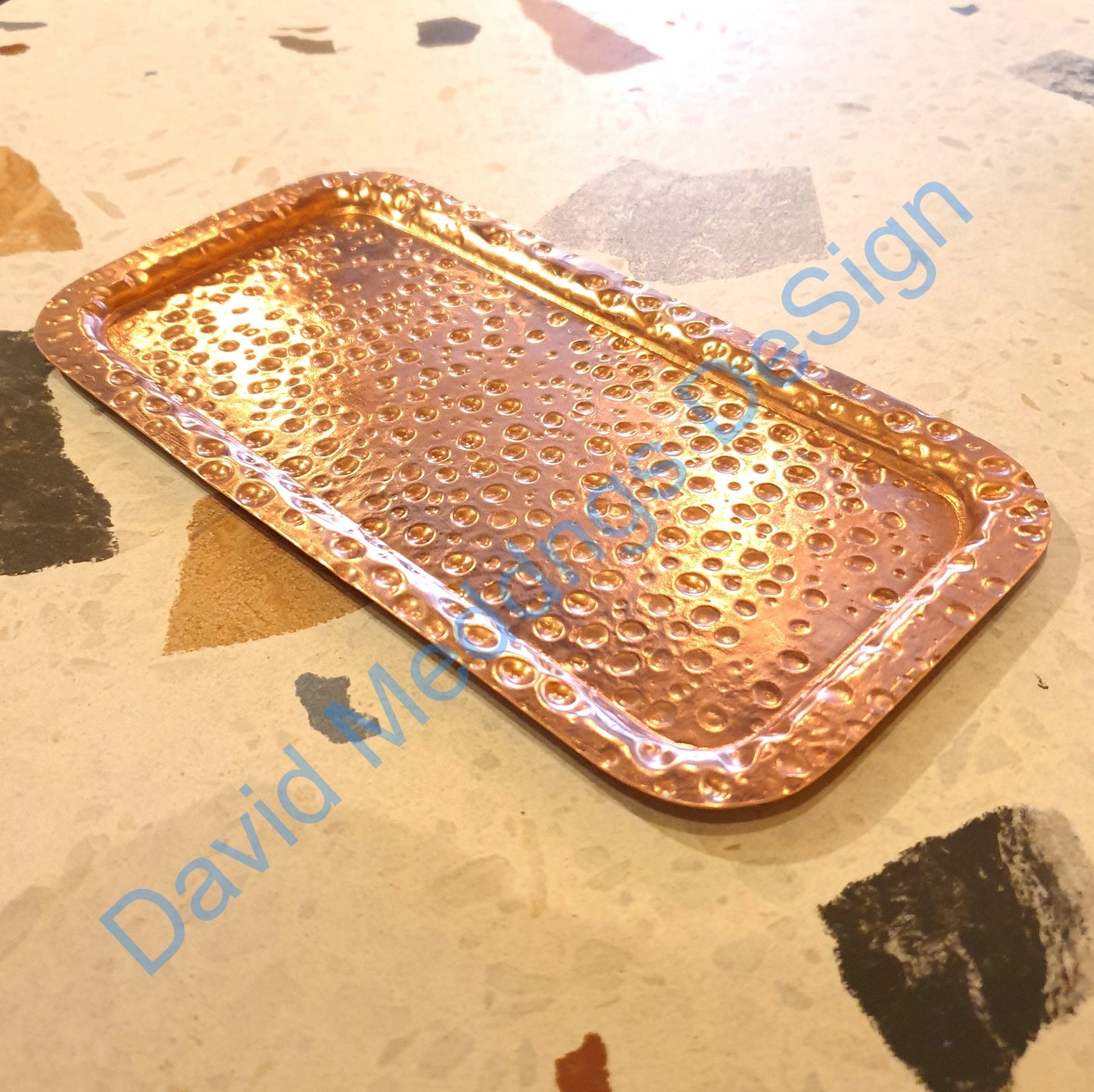Copper coffee serving tray espresso for baristas - personalisation logos option - Hammered upcycled tx